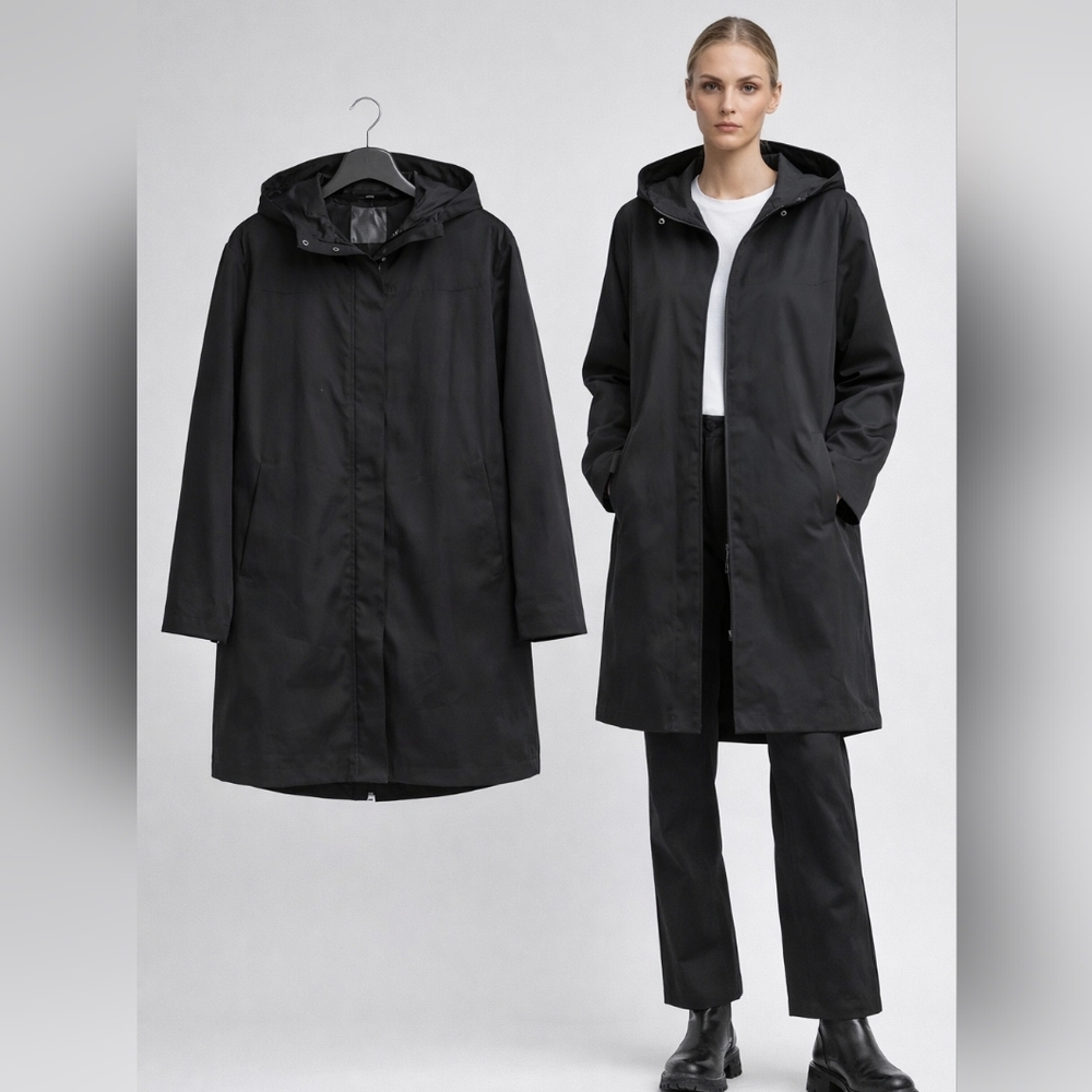 Woolrich Lightweight Black Parka XL Hooded | Chic Minimalist Everyday Coat